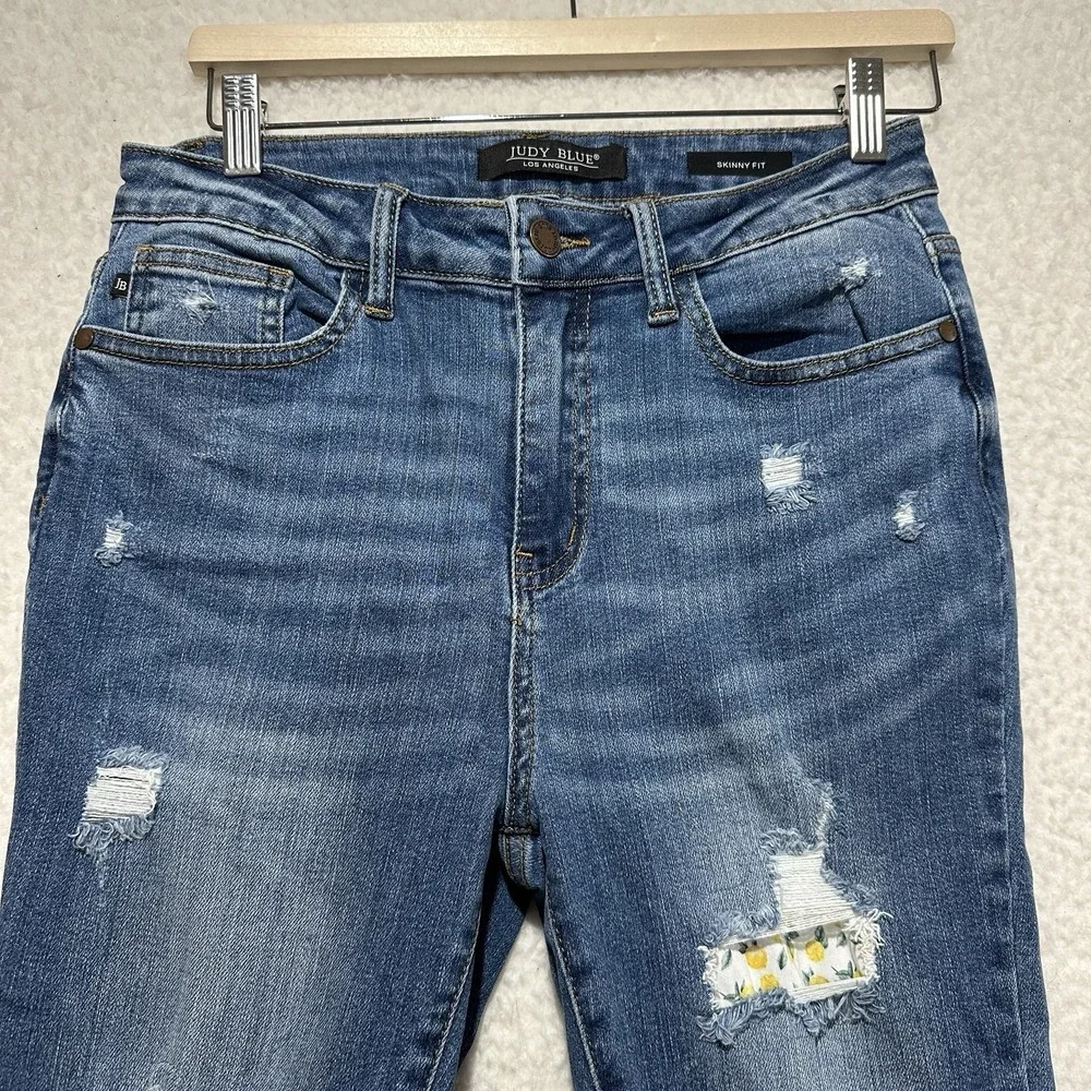 Judy Blue Lemon Patch High‎ Waist Skinny Jeans Women's Medium Blue Size 7/28